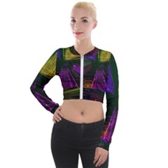 Data City Large Fiction Digital Long Sleeve Cropped Velvet Jacket by Simbadda