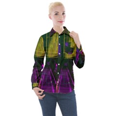 Data City Large Fiction Digital Women s Long Sleeve Pocket Shirt