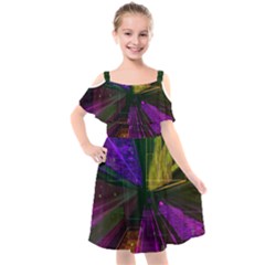 Data City Large Fiction Digital Kids  Cut Out Shoulders Chiffon Dress by Simbadda