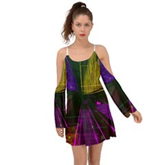 Data City Large Fiction Digital Kimono Sleeves Boho Dress