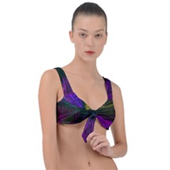 Data City Large Fiction Digital Front Tie Bikini Top