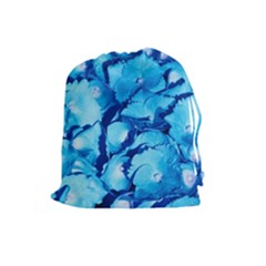 Hydrangea Blue Petals Flower Drawstring Pouch (large) by Simbadda