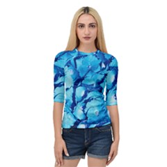 Hydrangea Blue Petals Flower Quarter Sleeve Raglan Tee