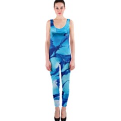 Hydrangea Blue Petals Flower One Piece Catsuit by Simbadda