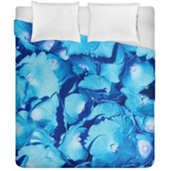 Hydrangea Blue Petals Flower Duvet Cover Double Side (california King Size) by Simbadda