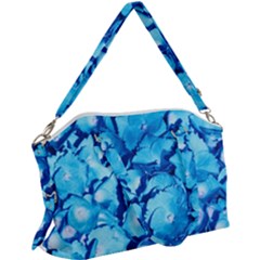 Hydrangea Blue Petals Flower Canvas Crossbody Bag by Simbadda