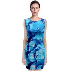 Hydrangea Blue Petals Flower Classic Sleeveless Midi Dress by Simbadda