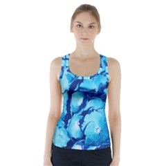 Hydrangea Blue Petals Flower Racer Back Sports Top by Simbadda