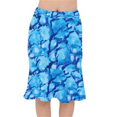 Hydrangea Blue Petals Flower Short Mermaid Skirt by Simbadda