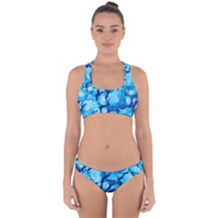 Hydrangea Blue Petals Flower Cross Back Hipster Bikini Set by Simbadda