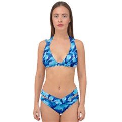 Hydrangea Blue Petals Flower Double Strap Halter Bikini Set by Simbadda