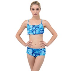 Hydrangea Blue Petals Flower Layered Top Bikini Set by Simbadda