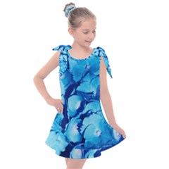 Hydrangea Blue Petals Flower Kids  Tie Up Tunic Dress by Simbadda