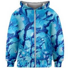 Hydrangea Blue Petals Flower Kids  Zipper Hoodie Without Drawstring