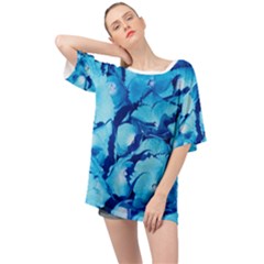 Hydrangea Blue Petals Flower Oversized Chiffon Top