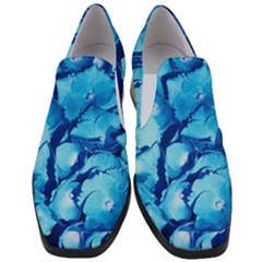 Hydrangea Blue Petals Flower Women Slip On Heel Loafers by Simbadda