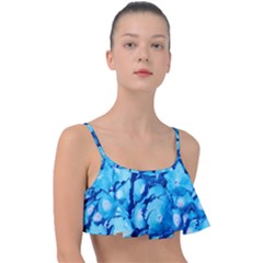 Hydrangea Blue Petals Flower Frill Bikini Top