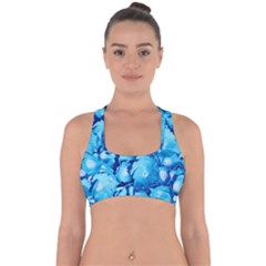 Hydrangea Blue Petals Flower Cross Back Hipster Bikini Top 