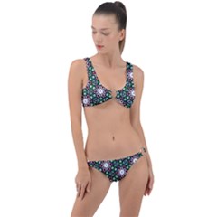 Stained Glass Pattern Church Window Ring Detail Crop Bikini Set