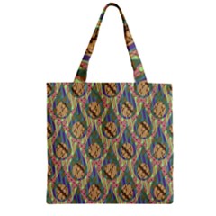 Tribal Background Boho Digital Paper Zipper Grocery Tote Bag by Simbadda