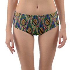 Tribal Background Boho Digital Paper Reversible Mid-waist Bikini Bottoms by Simbadda