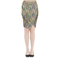 Tribal Background Boho Digital Paper Midi Wrap Pencil Skirt by Simbadda