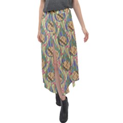 Tribal Background Boho Digital Paper Velour Split Maxi Skirt