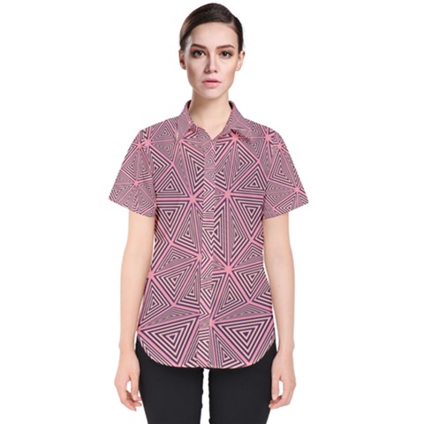 Triangle Background Abstract Women s Short Sleeve Shirt by Simbadda