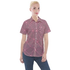 Triangle Background Abstract Women s Short Sleeve Pocket Shirt