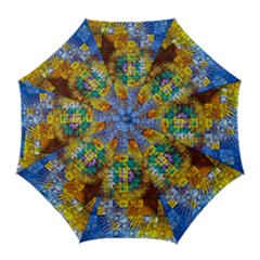 Sunflower Kaleidoscope Pattern Golf Umbrellas