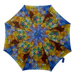 Sunflower Kaleidoscope Pattern Hook Handle Umbrellas (Small)