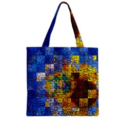 Sunflower Kaleidoscope Pattern Zipper Grocery Tote Bag