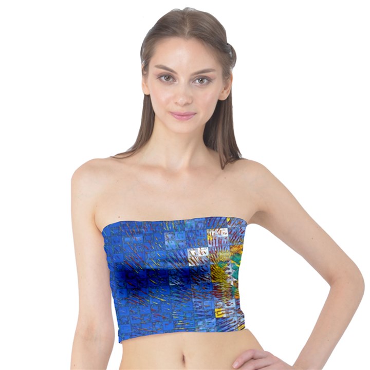 Sunflower Kaleidoscope Pattern Tube Top