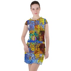 Sunflower Kaleidoscope Pattern Drawstring Hooded Dress