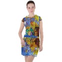 Sunflower Kaleidoscope Pattern Drawstring Hooded Dress View1