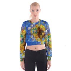 Sunflower Kaleidoscope Pattern Cropped Sweatshirt