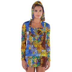 Sunflower Kaleidoscope Pattern Long Sleeve Hooded T-shirt