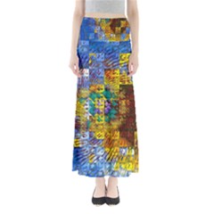 Sunflower Kaleidoscope Pattern Full Length Maxi Skirt