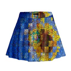 Sunflower Kaleidoscope Pattern Mini Flare Skirt