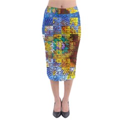 Sunflower Kaleidoscope Pattern Midi Pencil Skirt