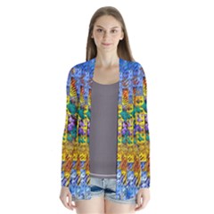 Sunflower Kaleidoscope Pattern Drape Collar Cardigan