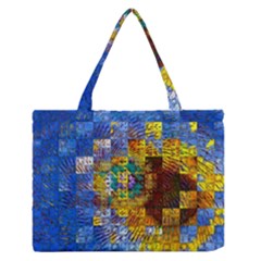 Sunflower Kaleidoscope Pattern Zipper Medium Tote Bag