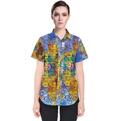 Sunflower Kaleidoscope Pattern Women s Short Sleeve Shirt