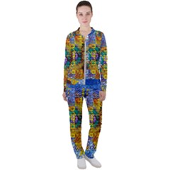 Sunflower Kaleidoscope Pattern Casual Jacket and Pants Set