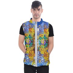 Sunflower Kaleidoscope Pattern Men s Puffer Vest