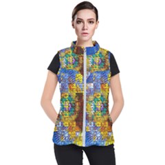 Sunflower Kaleidoscope Pattern Women s Puffer Vest