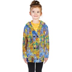 Sunflower Kaleidoscope Pattern Kids  Double Breasted Button Coat