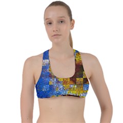 Sunflower Kaleidoscope Pattern Criss Cross Racerback Sports Bra