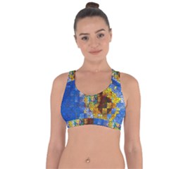 Sunflower Kaleidoscope Pattern Cross String Back Sports Bra