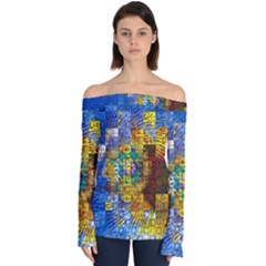 Sunflower Kaleidoscope Pattern Off Shoulder Long Sleeve Top